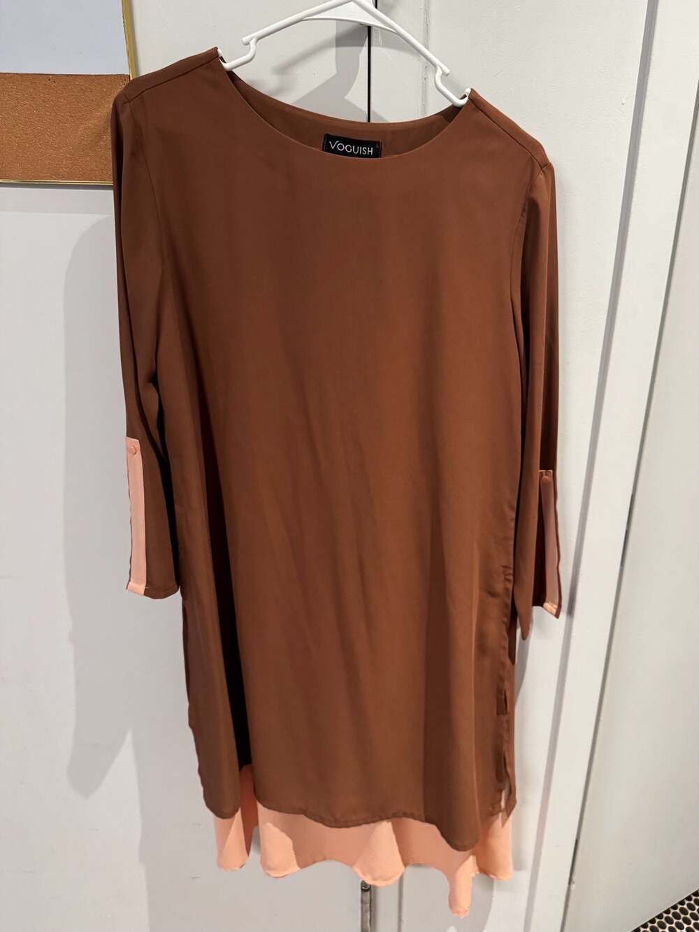 Voguish Brown Long Sleeve Dress and Pants Outfit Set Size L but runs small